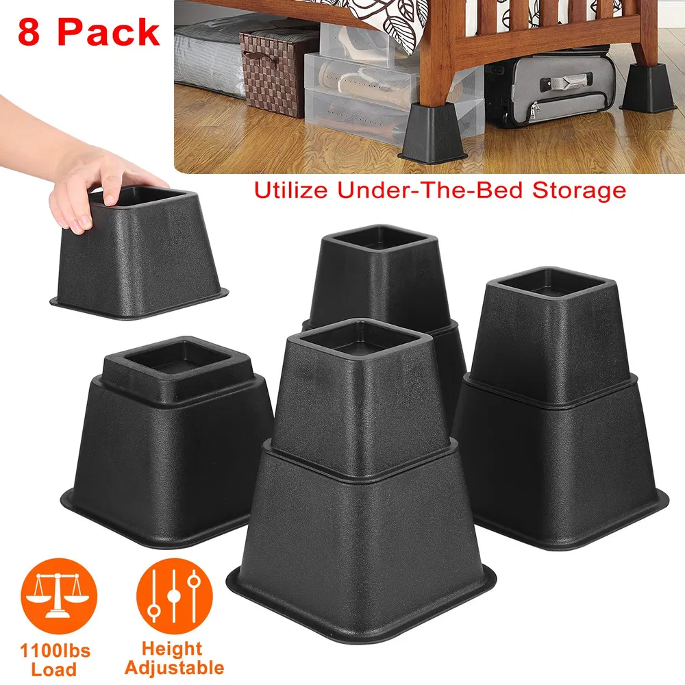 8Pcs Furniture Risers 500kg 1100lbs Capacity Bed Lifters Adjustable ...