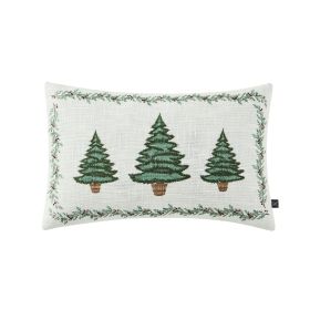14" x 22" Ivory Trees Cotton Holiday Decorative Pillow