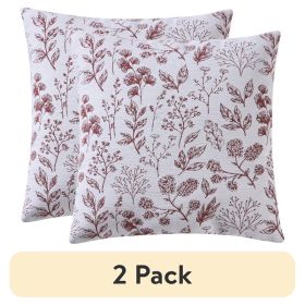(2 pack) 18" x 18" Red Canyon Airy Fern Reversible Chenille Decorative Pillow