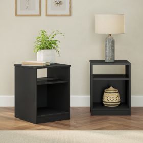 Open Shelf Nightstand, Set of 2, Black