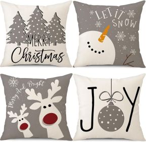 Christmas Pillow Covers 18x18 Set of 4 Christmas Decorations Snowman Deer Tree Winter Holiday Decor Throw Cushion Case for Home Couch