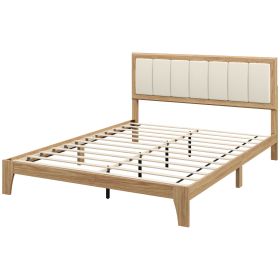 Queen Bed Frame with Headboard Queen Platform Bed Frame with Wooden Slats No Box Spring Needed Easy Assembly Natural