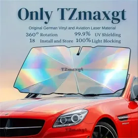 Upgraded U.S. General Purpose Version Rainbow Umbrella Car Windshield Sunshade - UV Blocking, Heat Insulating, Scratch Resistant Handle, 10 Layer (Option: BlockheatColorfulsunshadeflash)