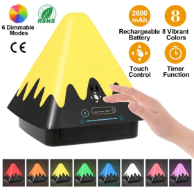 Touch Control Night Light 8-Color Change 6 Level Dimmable Light Brightness Table Lamp Portable Timer Lamp (Option: Black and white)