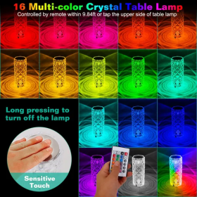 Crystal Diamond Rose Table Lamp Dimmable Remote Touch Control Night Light (Option: Transparen)